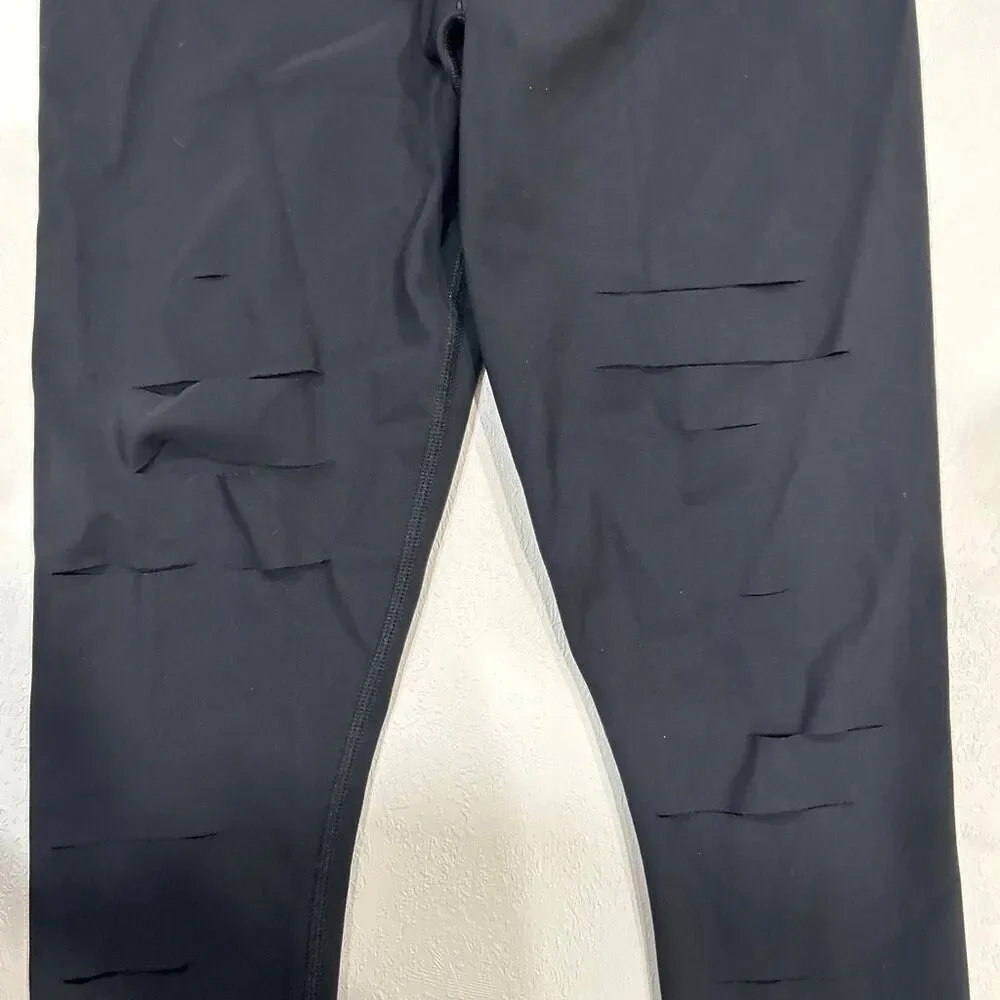 Alo Yoga High Waist Slash Leggings XS Black Cutout Detail